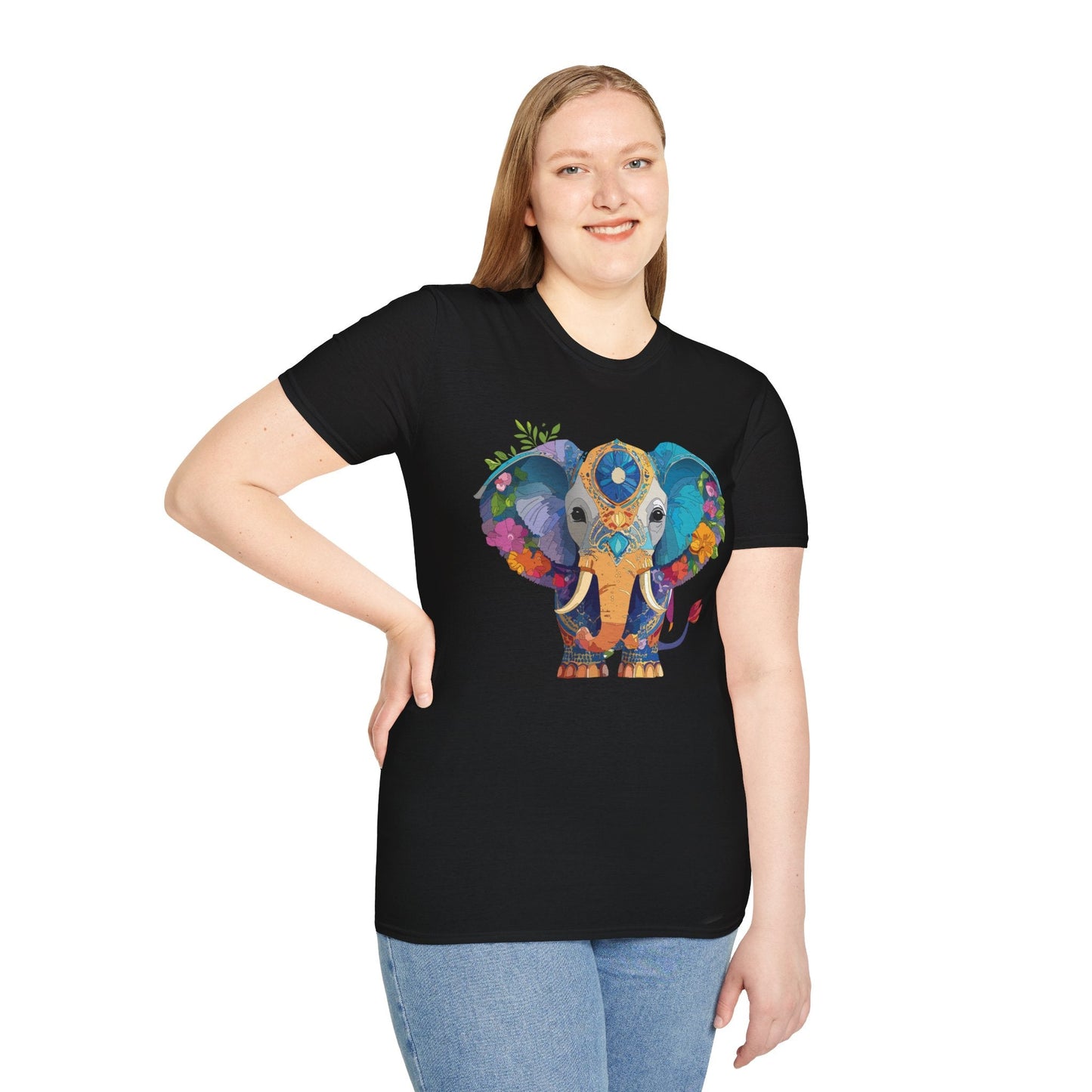 Elephant Graphic Shirt For Adults Unisex Softstyle Tee 100 Percent Cotton Gildan 64000