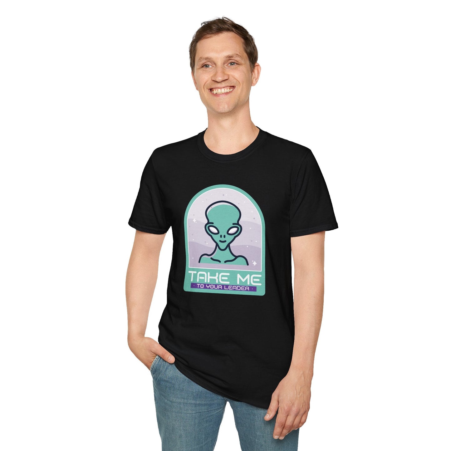 Alien Graphic TShirt  Take Me to Your Leader Retro Space Tee