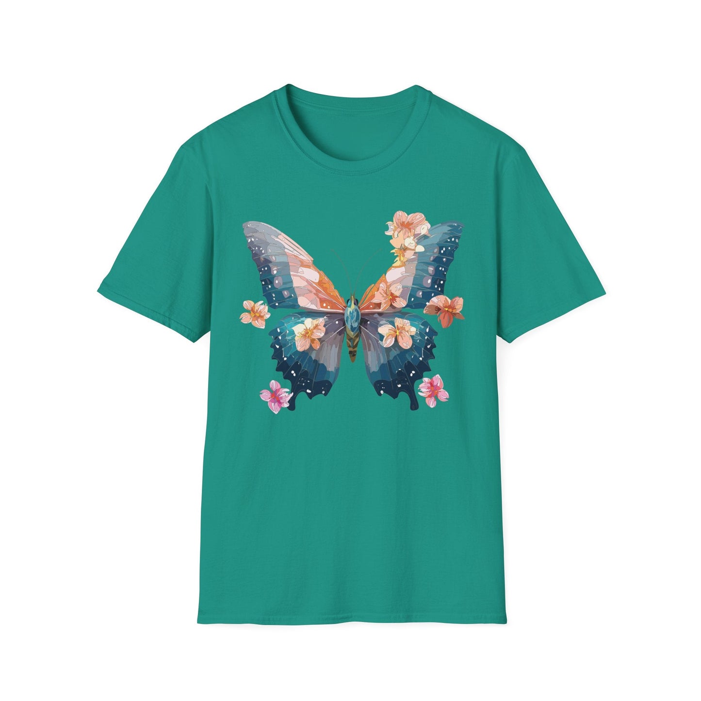 Butterfly Shirt Unisex T Shirt Monarch Print Gildan Softstyle 64000 Ring Spun Cotton Tee