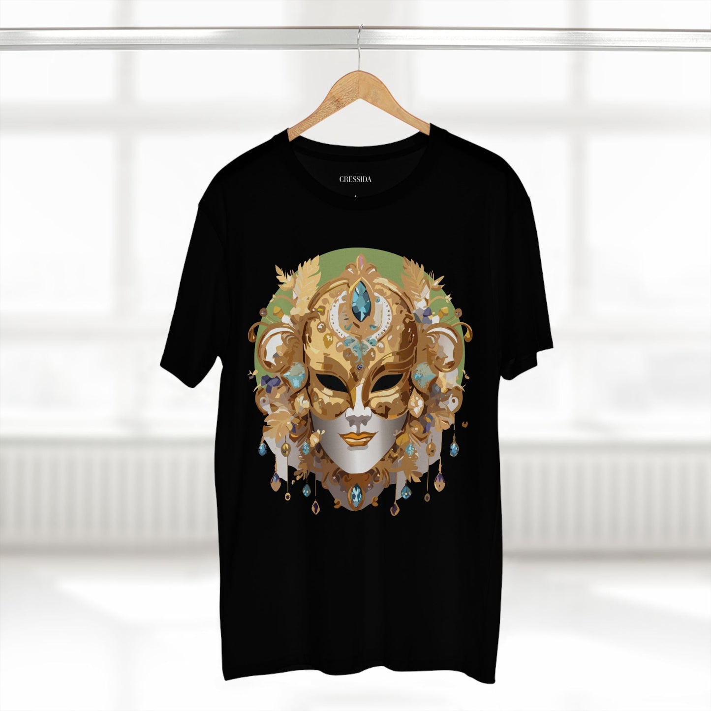 Carnival Mask Graphic T-Shirt Unisex 100 Cotton With Antique Gold Art Design Tee 11