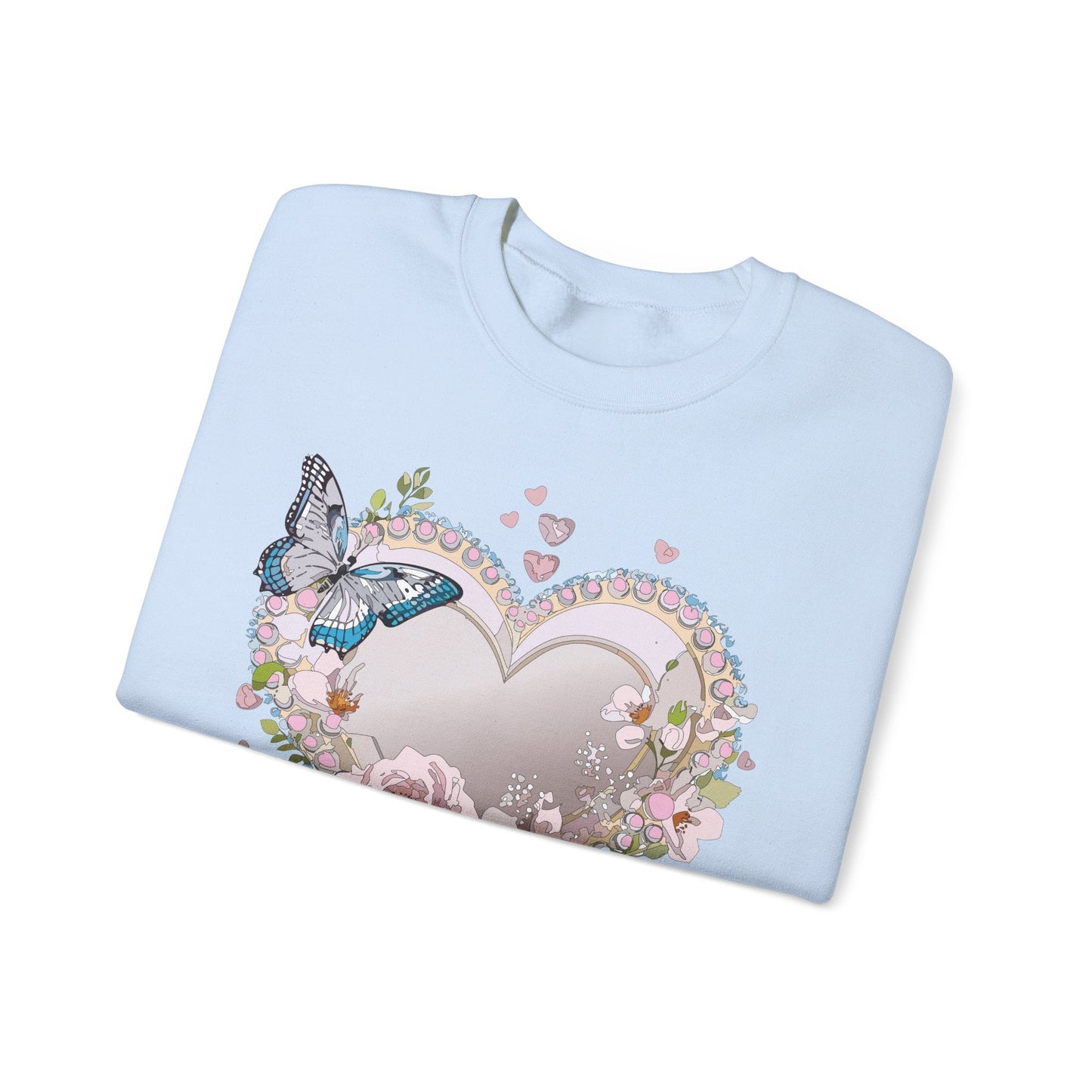 Unisex Floral Heart Sweatshirt For Valentines Day With Floral Love Print Crewneck Heavy Blend