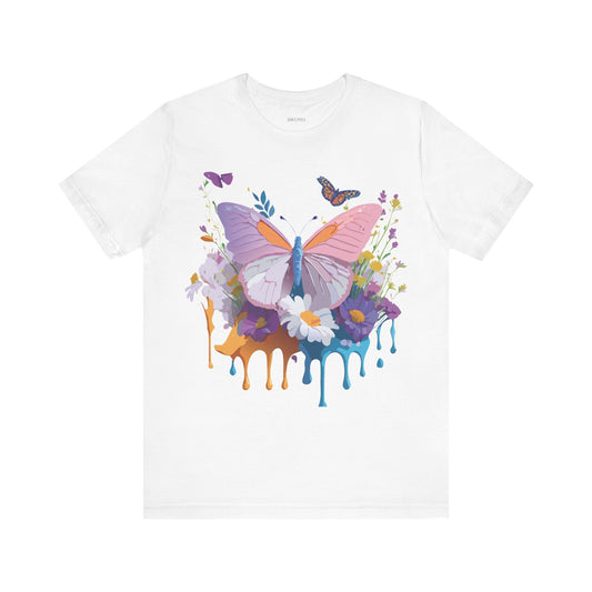 Butterfly Graphic Unisex Cotton Bella+Canvas Tee with Art Design n32