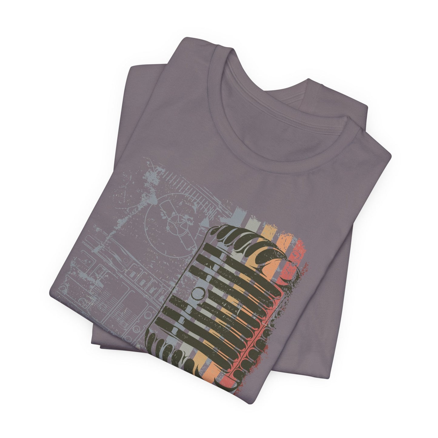 Retro Microphone Graphic Unisex Cotton T-Shirt r9