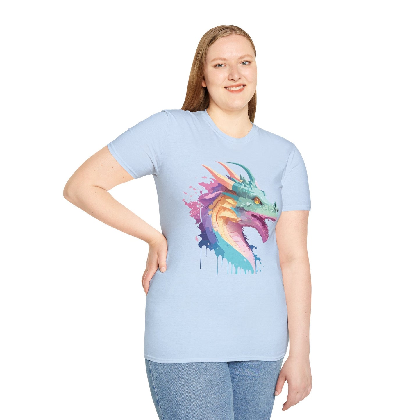Dragon Graphic Tee Unisex Short Sleeve Dragon Shirt With Animal Design Gildan SoftStyle 64000