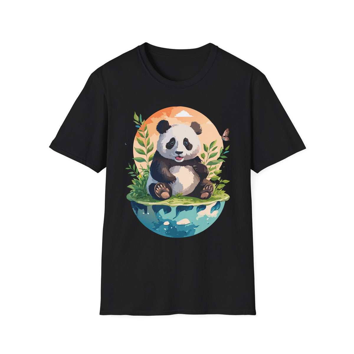 Cute Panda Illustration T-Shirt | Panda Bear Nature Scene