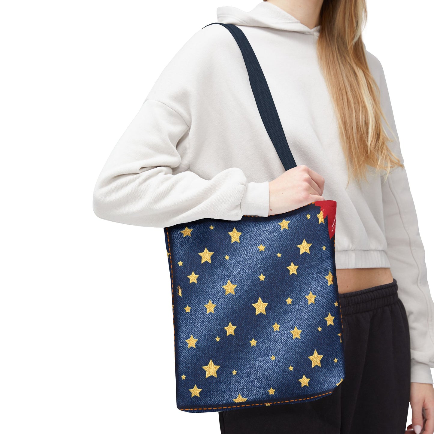 Denim Fabric Imitation Print Unisex Canvas Bag Poly Spun 3 Sizes Tote Bag 181-6
