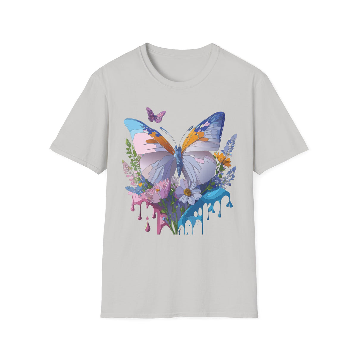 Butterfly Splash T-Shirt — Colorful Floral Drip Graphic Tee Unisex 100 Cotton Gildan T-Shirt