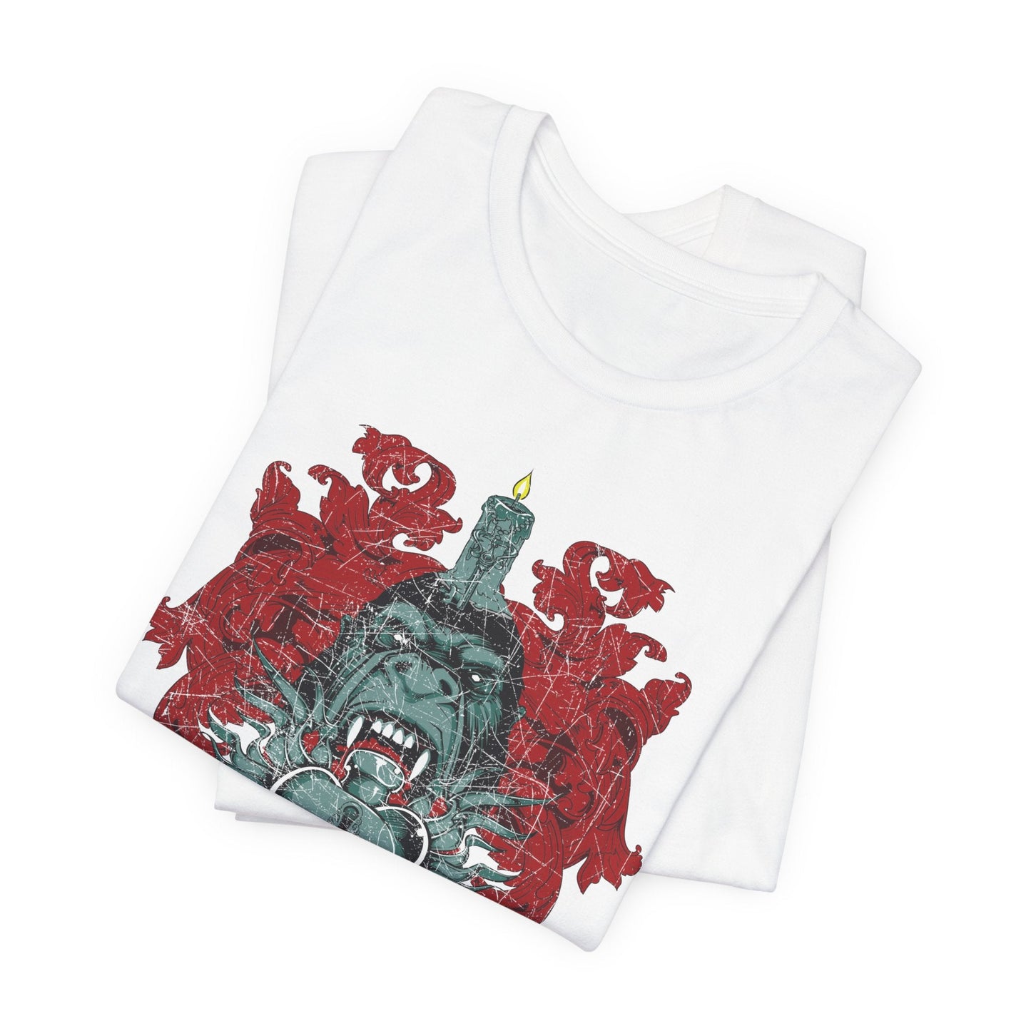 Gorilla Crest with Sword and Heart T-Shirt Heraldic Gothic Design Rock Band T-Shirt