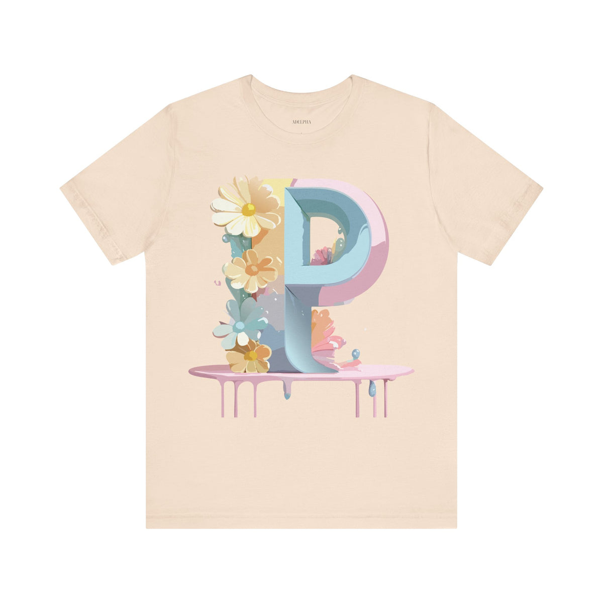 Letter P Graphic Unisex Cotton Bella+Canvas Tee with Art Letter Design