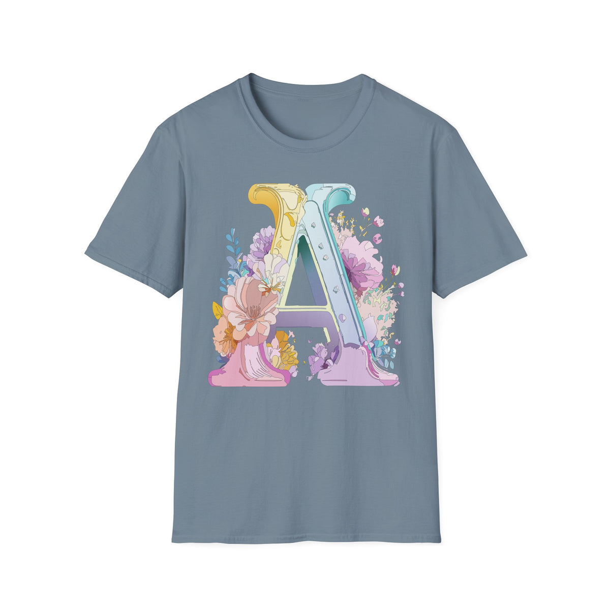 Floral Monogram A T-Shirt | Letter A Initial Tee, Botanical Alphabet Shirt
