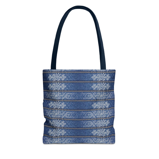 Denim Fabric Imitation Print Unisex Canvas Bag Poly Spun 3 Sizes Tote Bag 113