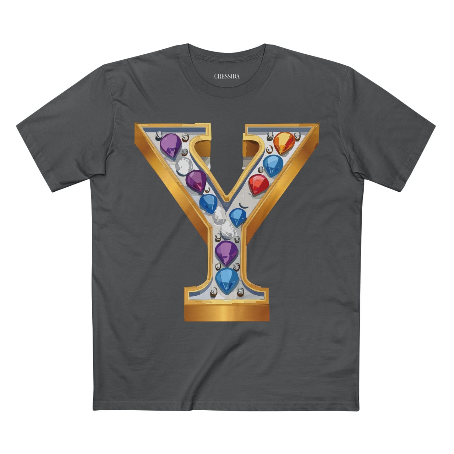 Letter Y Graphic Design Tee Unisex 100 Cotton With Antique Gold Letters Artwork T-Shirt