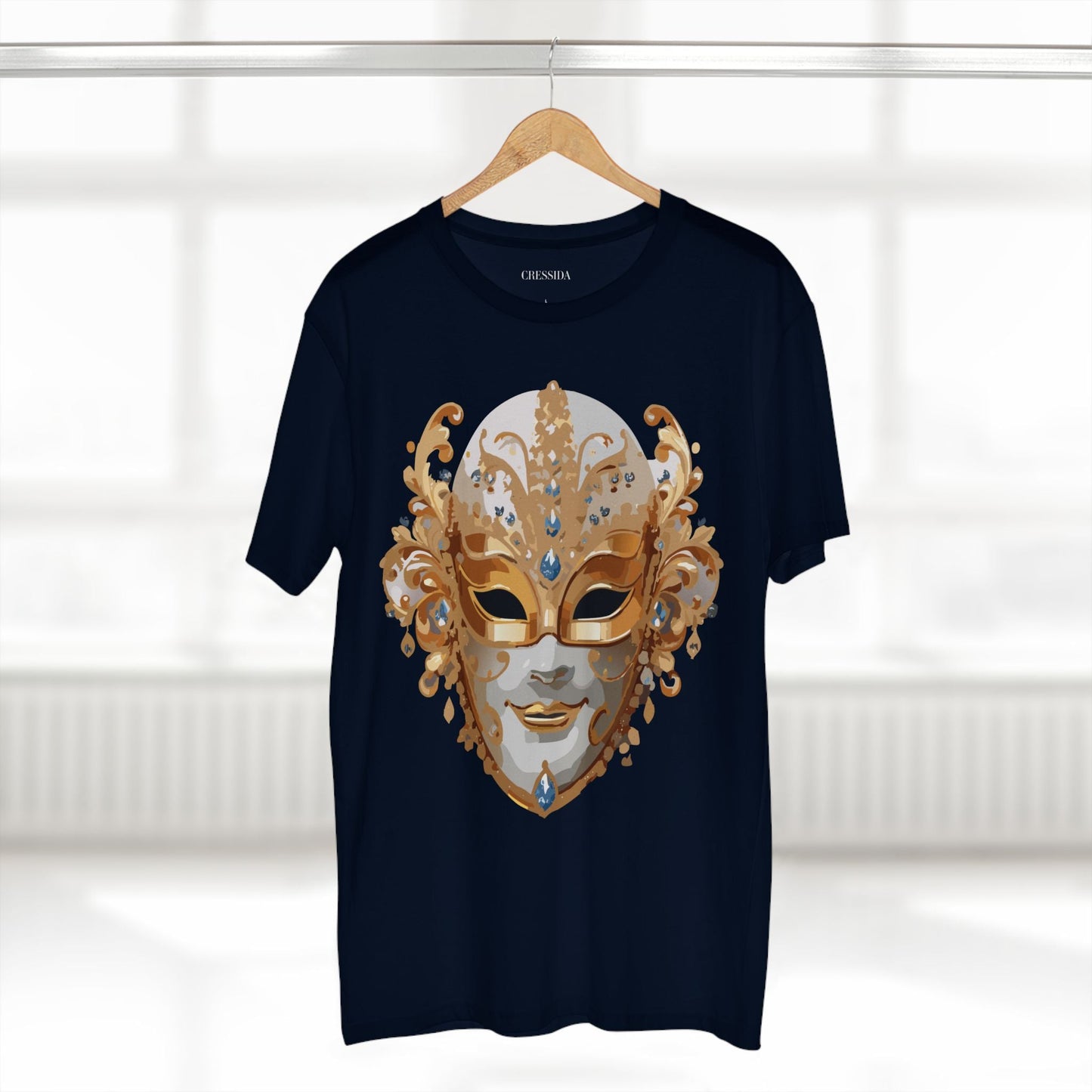 Carnival Mask Graphic T-Shirt Unisex 100 Cotton With Antique Gold Art Design Tee 20