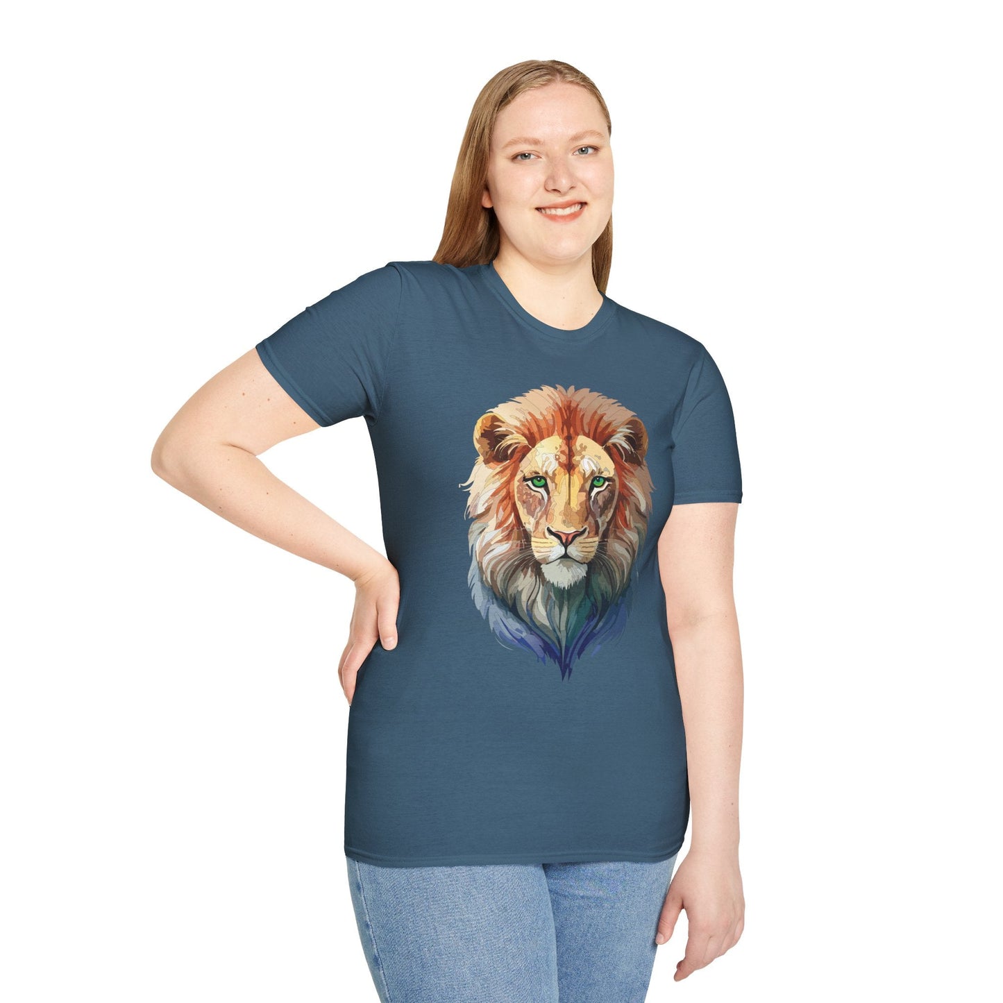 Gildan Softstyle Lion Shirt Unisex Floral Tee Animal Print Tee