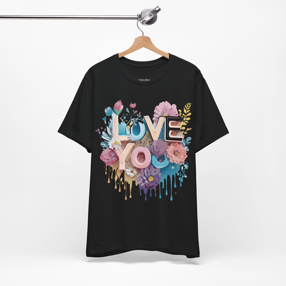 Valentine's Day Graphic Unisex Cotton Bella+Canvas Tee with Floral Art Design d127