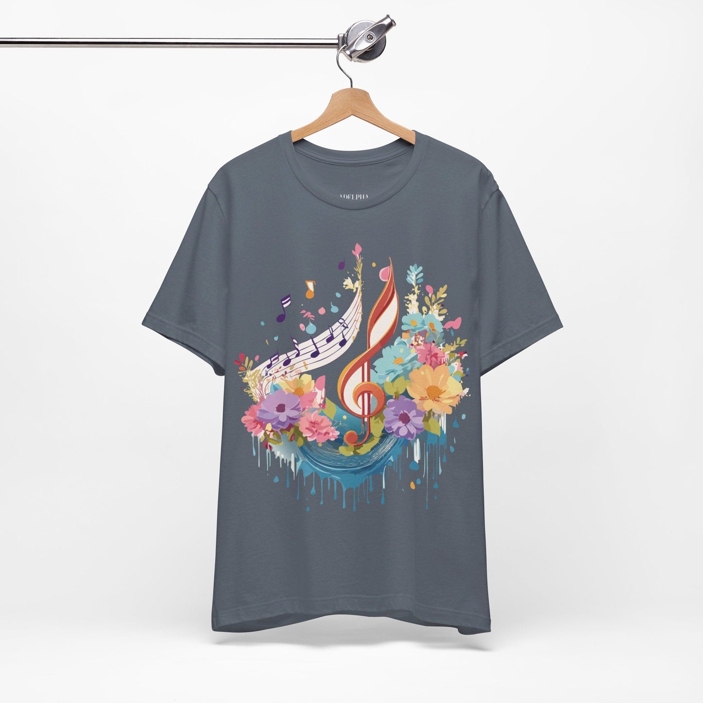 Music Graphic Unisex 100 Cotton Vintage Art with Musical Elements Tee 106