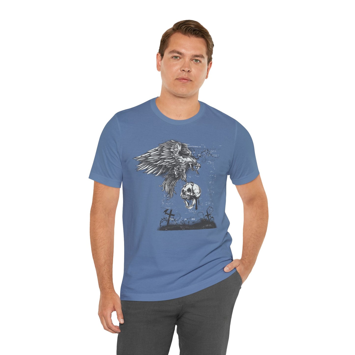 Raven and Skull Illustration Graphic Unisex Cotton T-Shirt r19