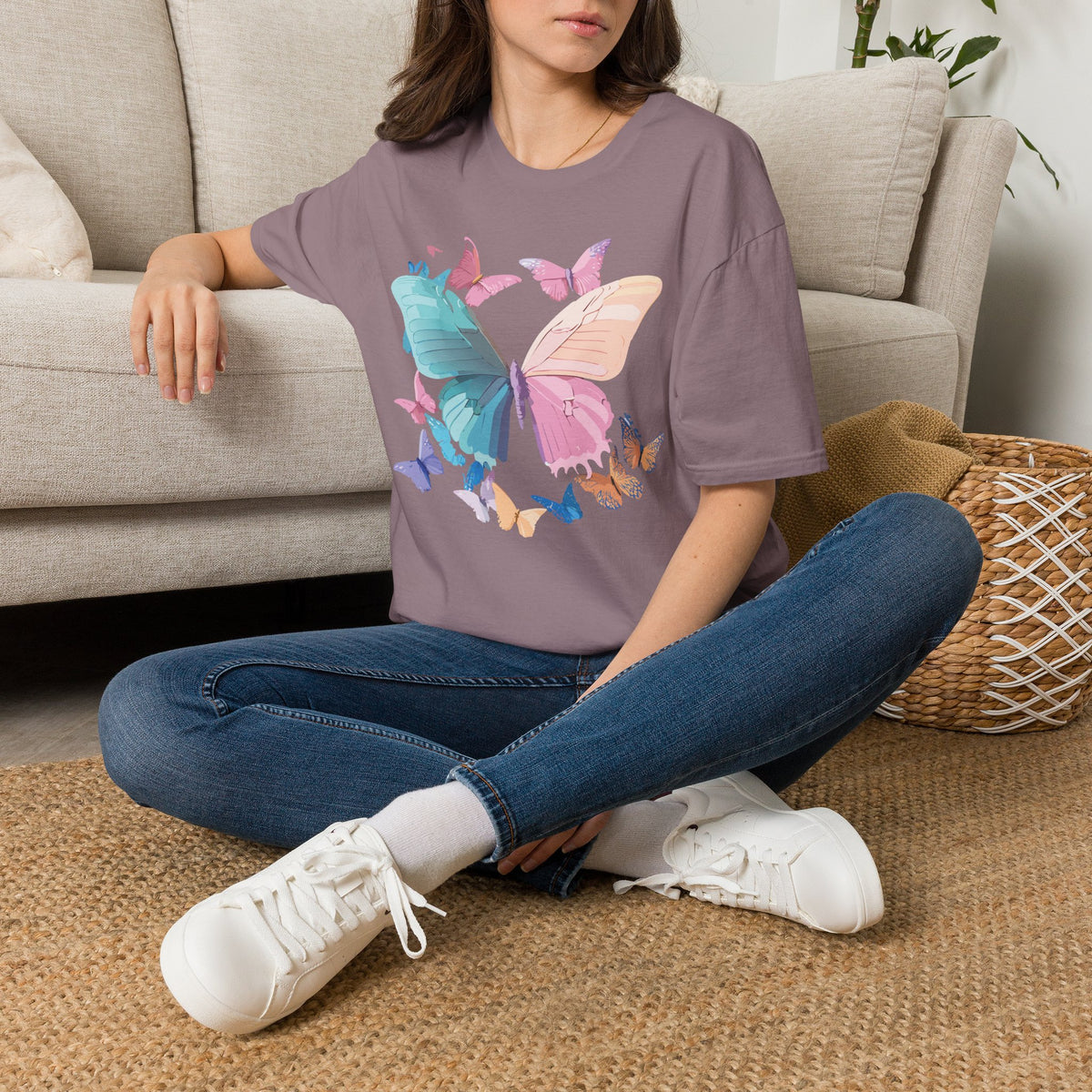 Colorful Butterfly Graphic Design Unisex 100 Cotton Gildan T-Shirt