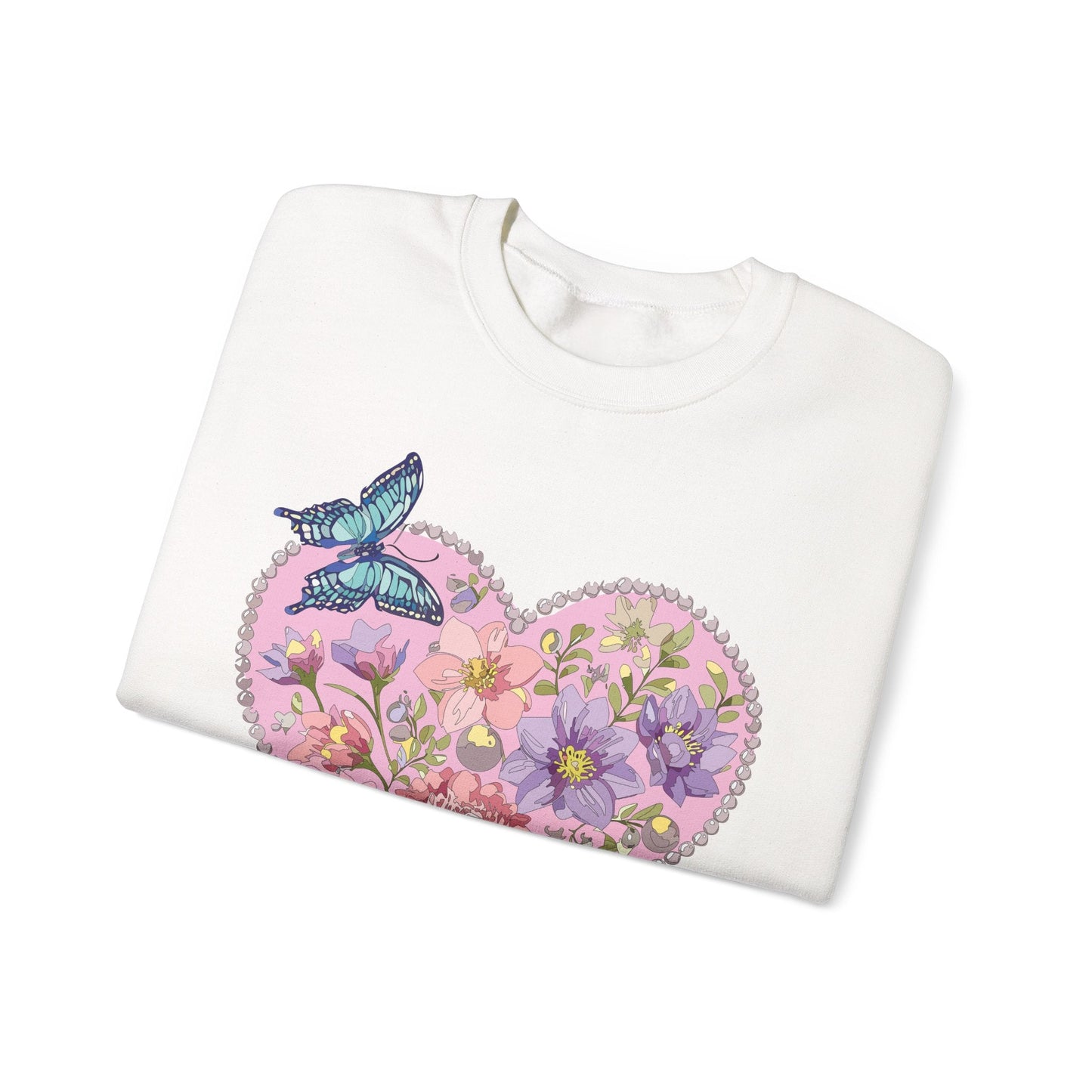 Floral Heart Sweatshirt Valentines Day Unisex Crewneck Cozy Comfort For Cold Weather