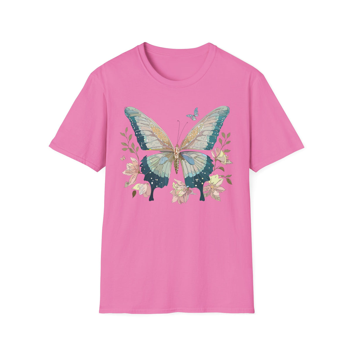 Vintage Blue Butterfly T-Shirt | Floral Wings Nature Graphic Tee Unisex 100 Cotton Gildan T-Shirt