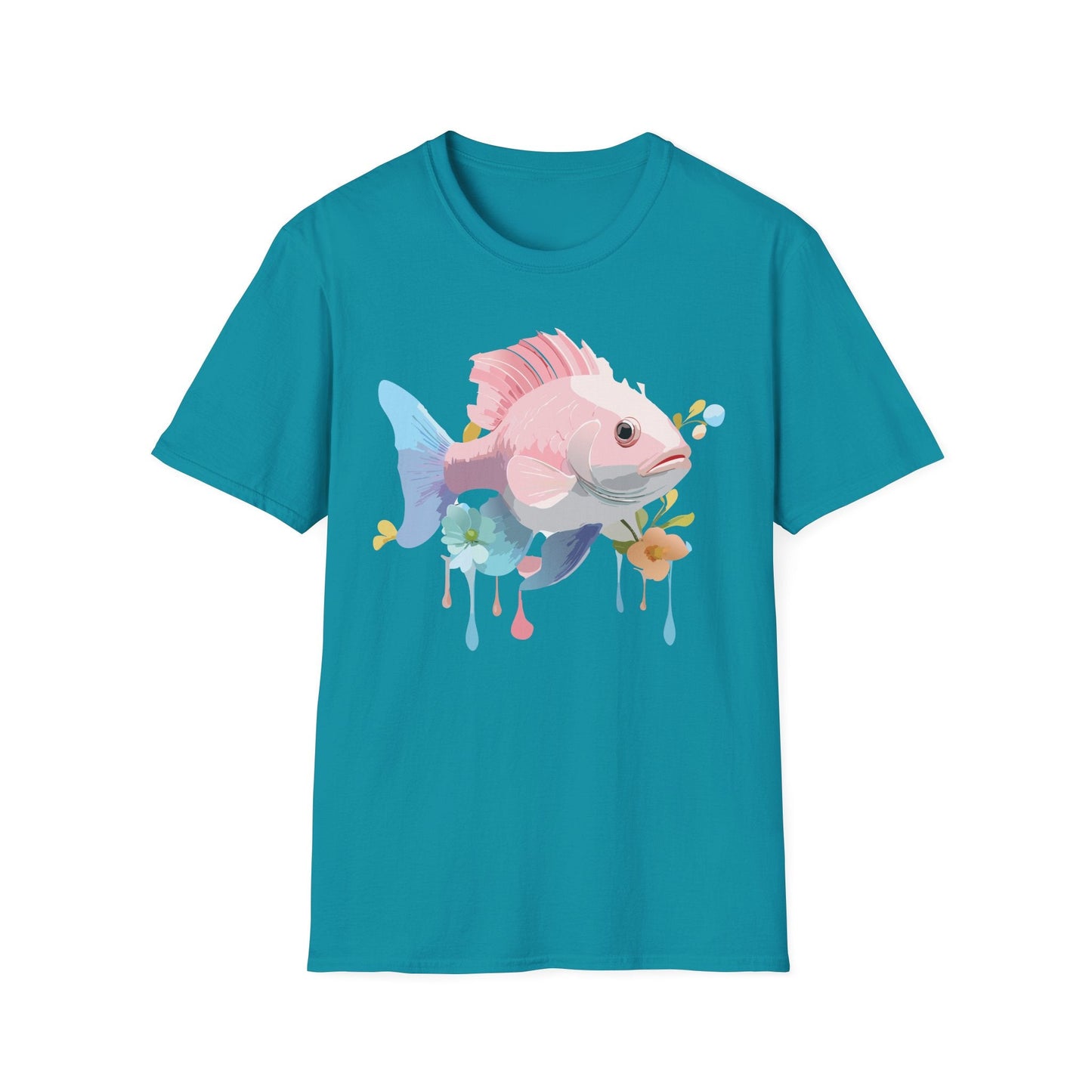 Fish Art Design Shirt Unisex Graphic Tee With Fish Illustration Gildan Softstyle 64000