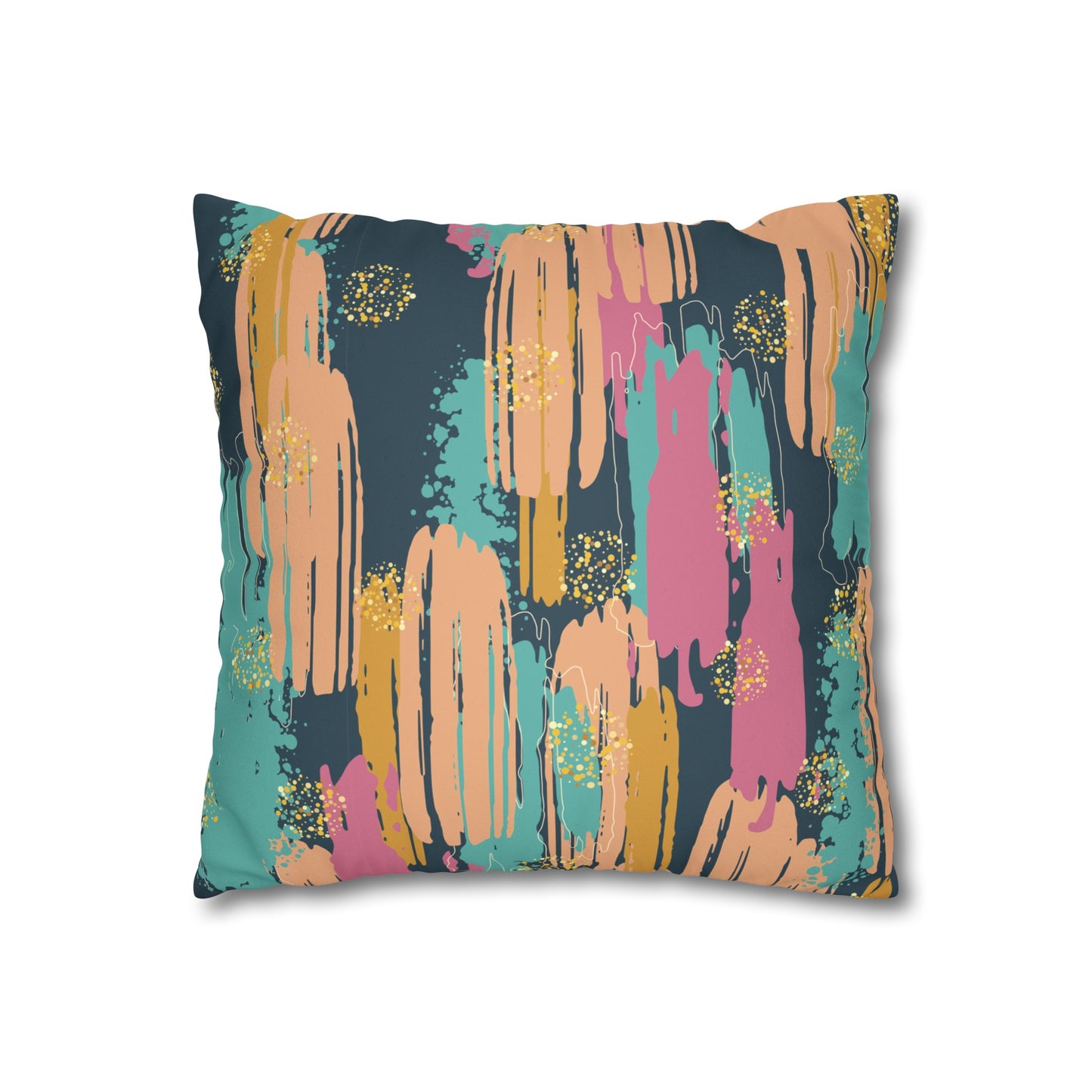 Faux Suede Pillowcase with Abstract print