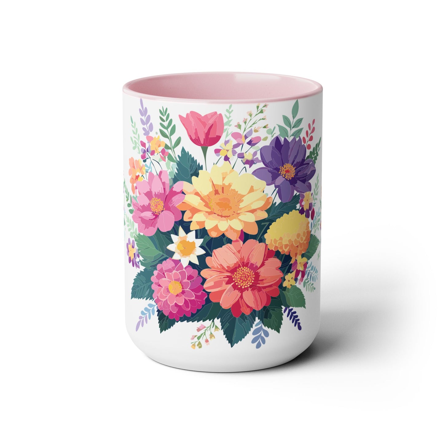 Two-Tone Coffee Mug with flowers