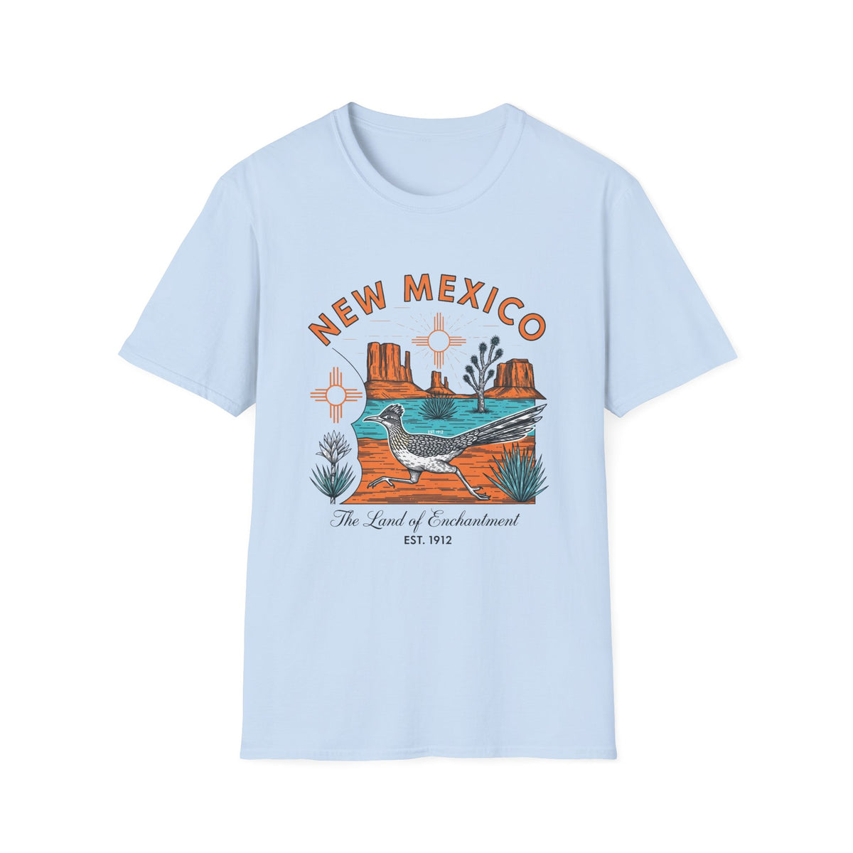 New Mexico Desertscape T-Shirt — The Land of Enchantment Travel Tourist Graphic Design Unisex 100 Cotton Gildan T-Shirt