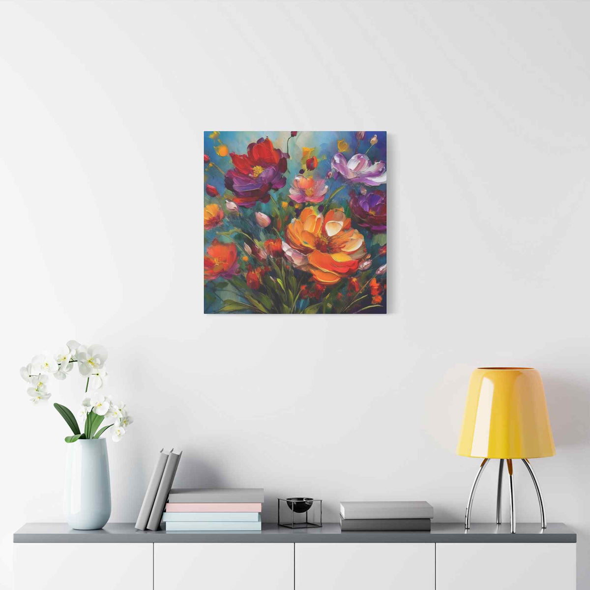 Flowers Print Canvas, Floral Oil Paint Print 20x20, 24x24, 30x30, 32x32, 36x36, Floral Art Design Print Non-Frame MC-14