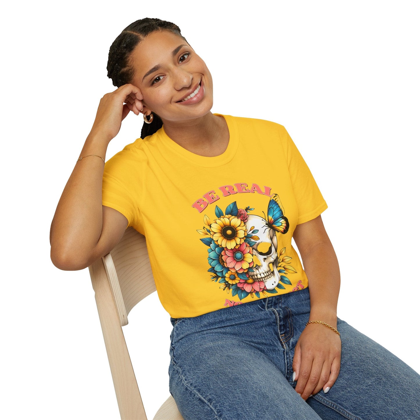Gildan Skull Tee Shirt Unisex Skeleton Print Tee 100 Percent Ring Spun Cotton Softstyle