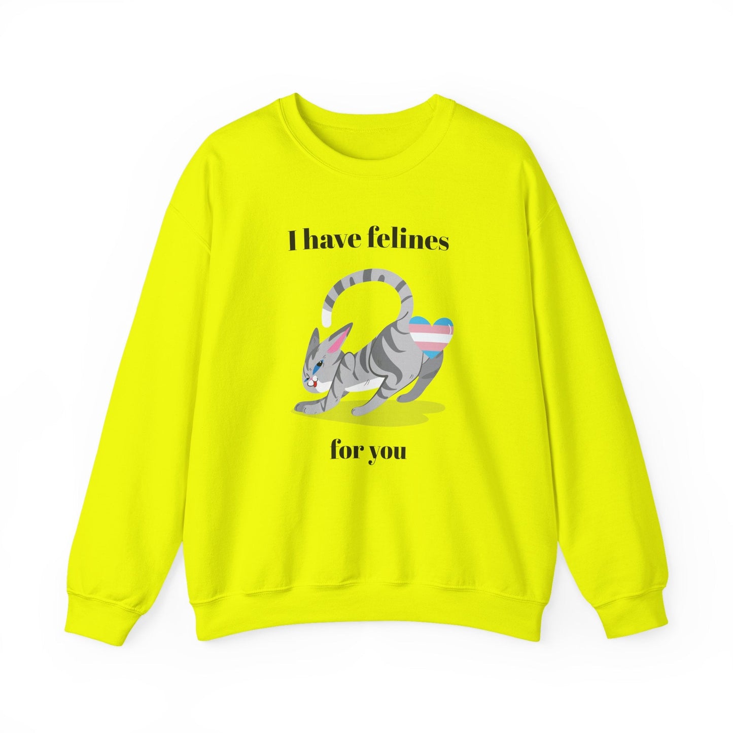Cat Heart Sweatshirt Unisex Valentine Design 50 50 Cotton Poly Gildan 18000 Crewneck