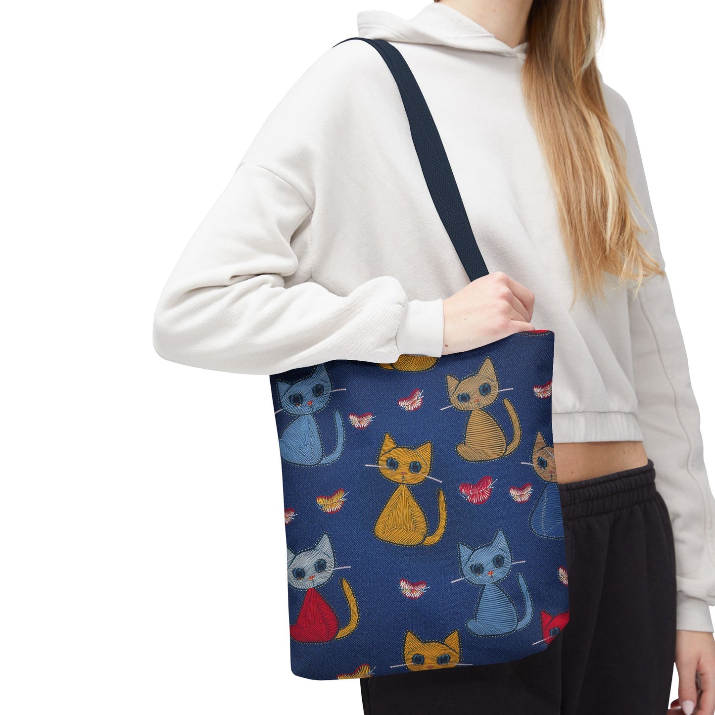 Love Day Graphic Design Denim Fabric Imitation Print Unisex Canvas Bag POLY 3 Sizes Tote Bag 201-16