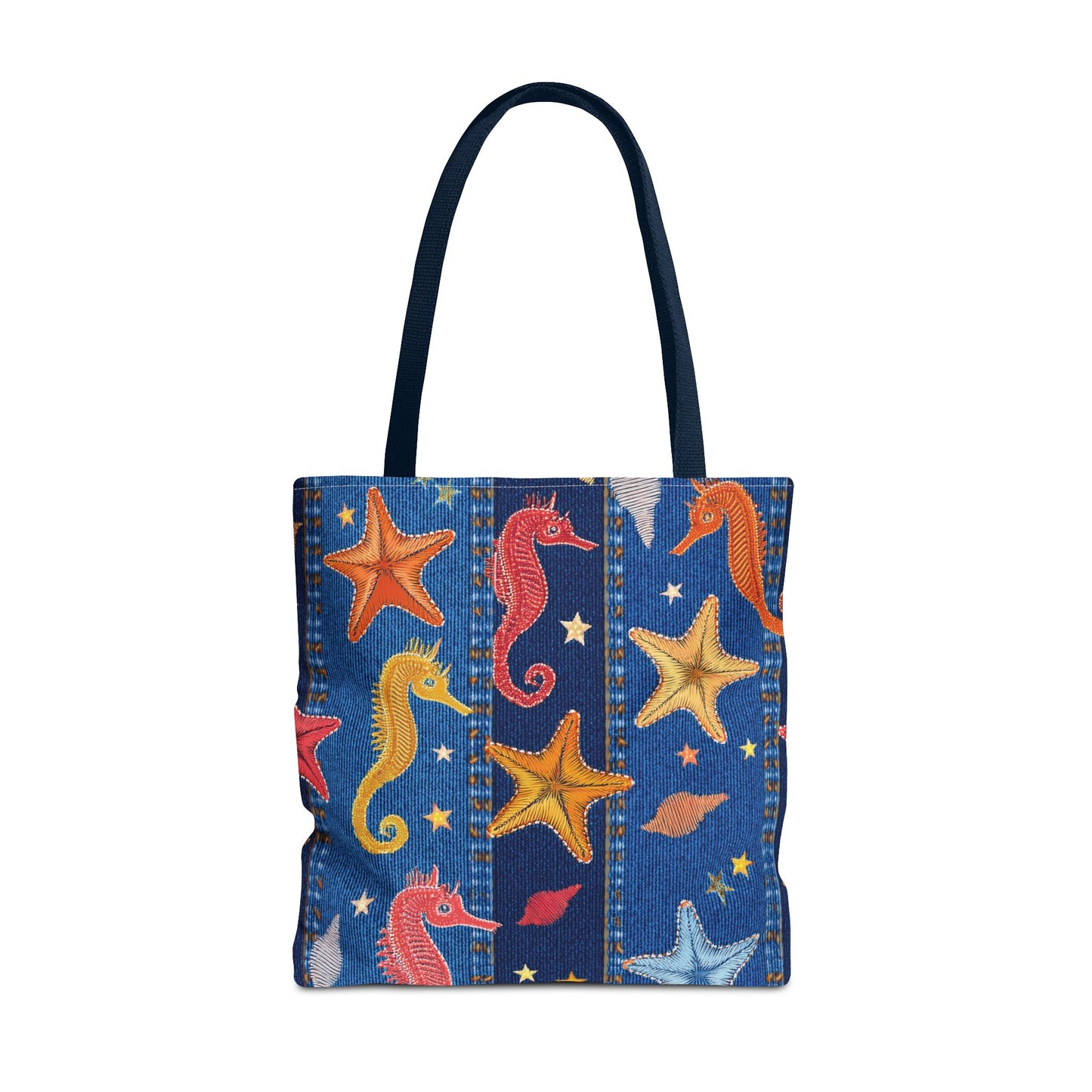Denim Fabric Imitation Print Unisex Canvas Bag Poly Spun 3 Sizes Tote Bag 182-21