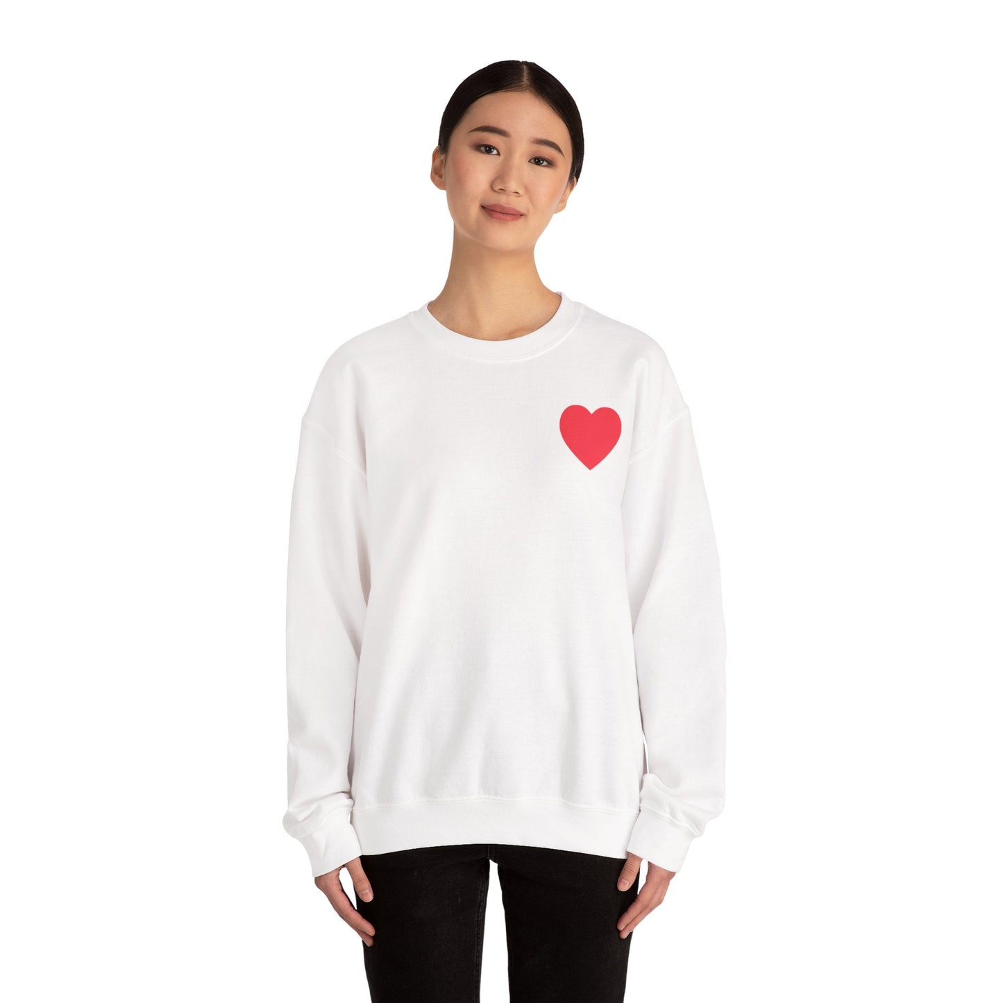Small Red Heart Sweatshirt Unisex Love Design Gildan 18000 Heavy Blend Crewneck Valentines Day
