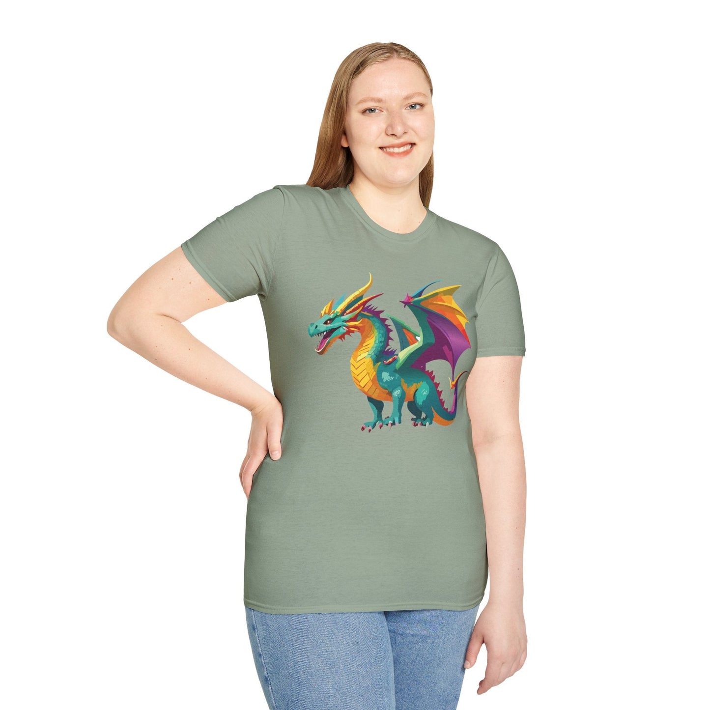 Dragon Graphic Unisex Cotton Softstyle Art Design Tee With Animals 10
