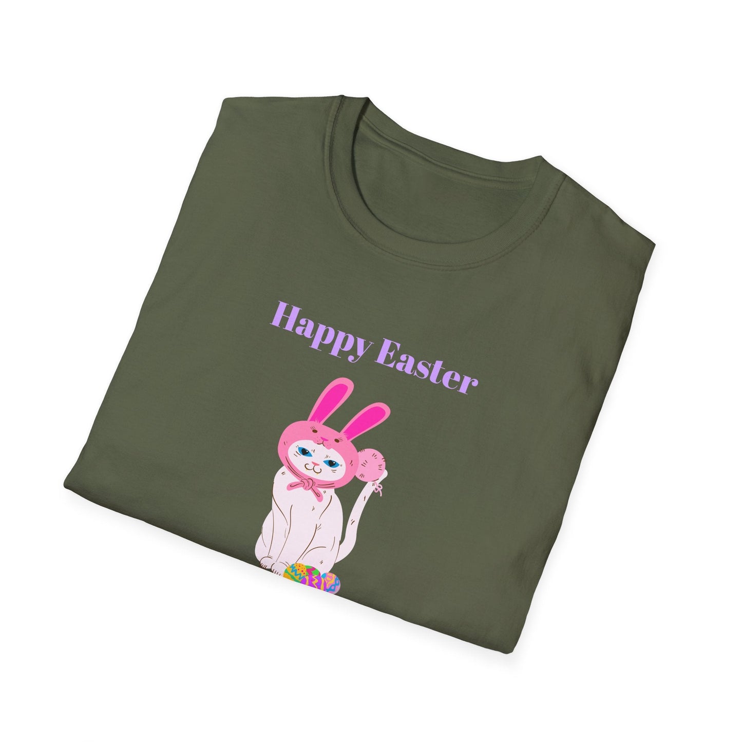 Unisex Easter Bunny T Shirt Softstyle 64000 Tee With Easter Design Print Gildan 100 Percent Ring Spun Cotton