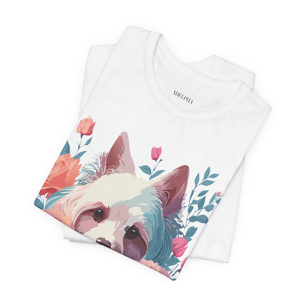 Dog Graphic Unisex Cotton Bella+Canvas Tee with Art Animal Design d06