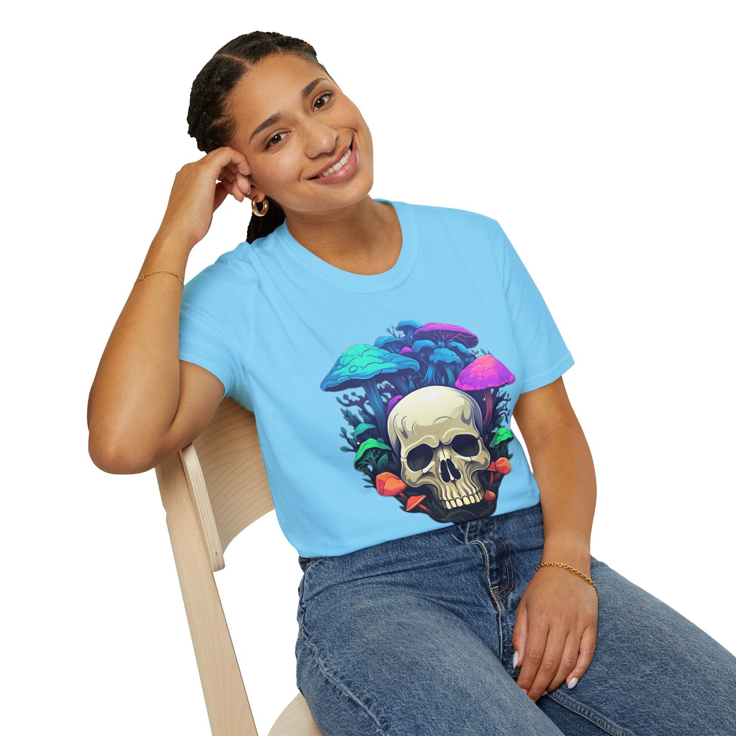 Unisex Skull Tee Shirt Short Sleeve Skeleton Design Gildan Softstyle Cotton Tee Shirt