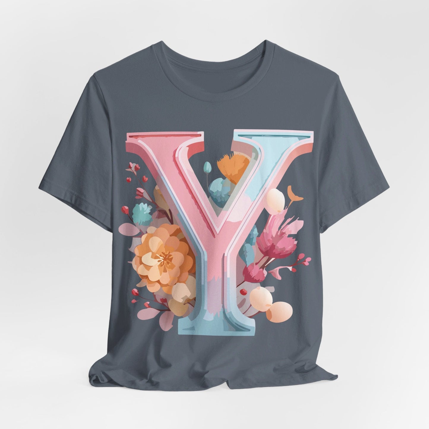 Letter Y Graphic Tee Unisex Short Sleeve Vintage Inspired Artwork Adelpha Premium