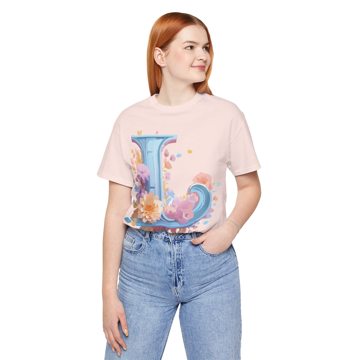 Letter L Graphic Unisex Cotton Bella+Canvas Tee with Art Letter Design