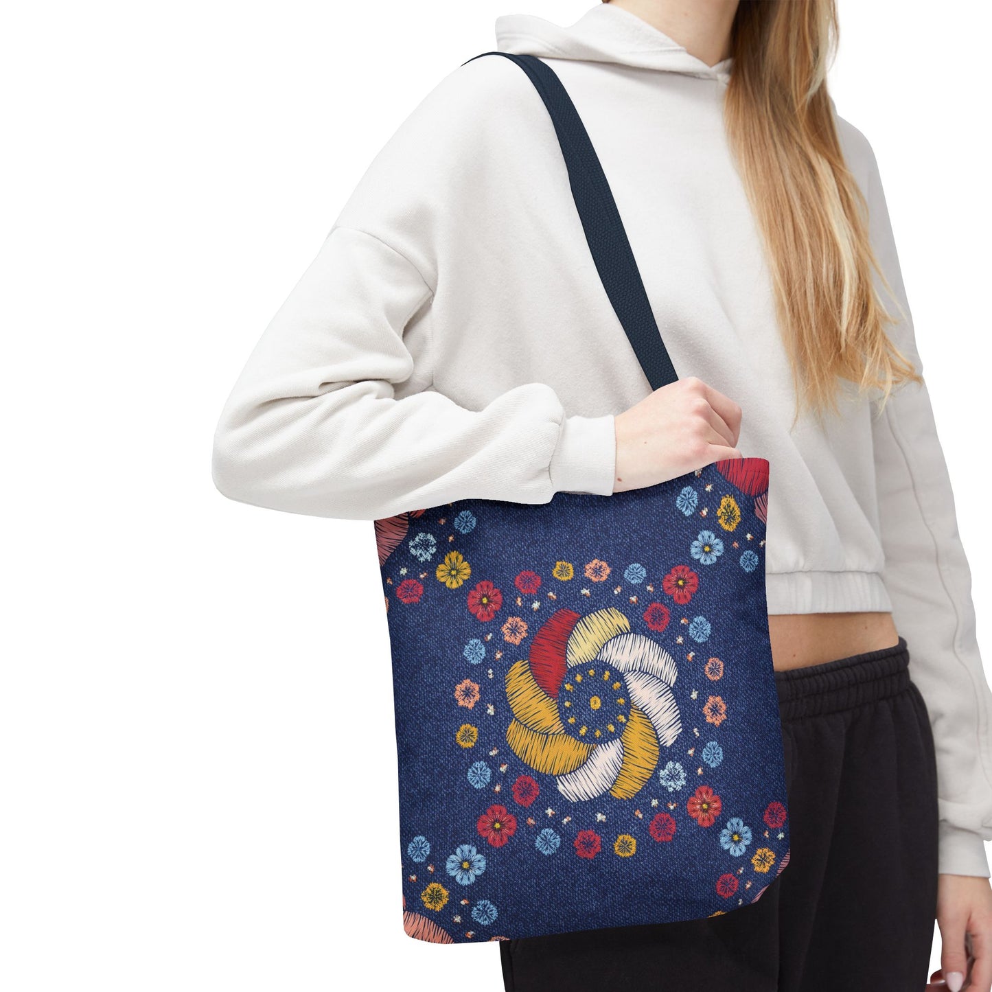 Denim Fabric Imitation Print Unisex Canvas Bag Poly Spun 3 Sizes Tote Bag 153