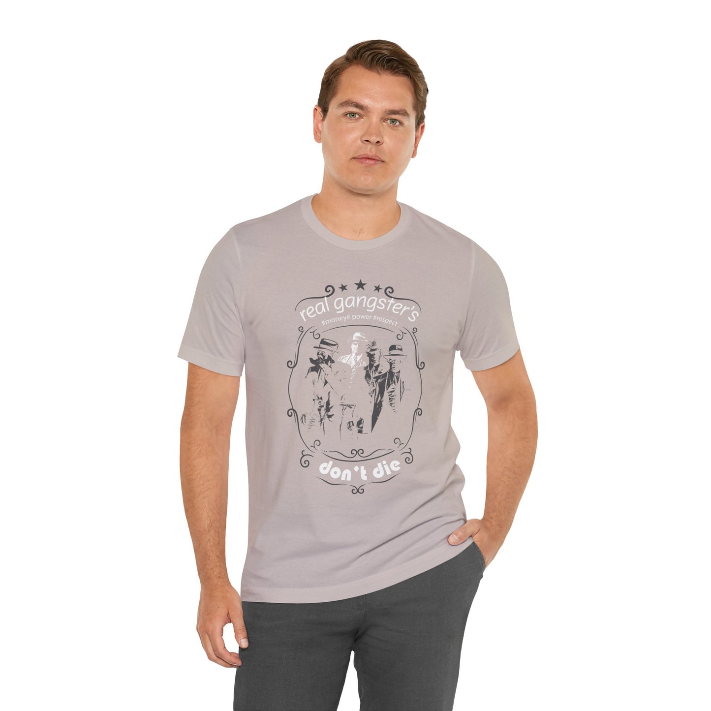 Real Gangsters Don't Die T-Shirt Vintage Outlaw Illustration Retro Biker Tee A-3