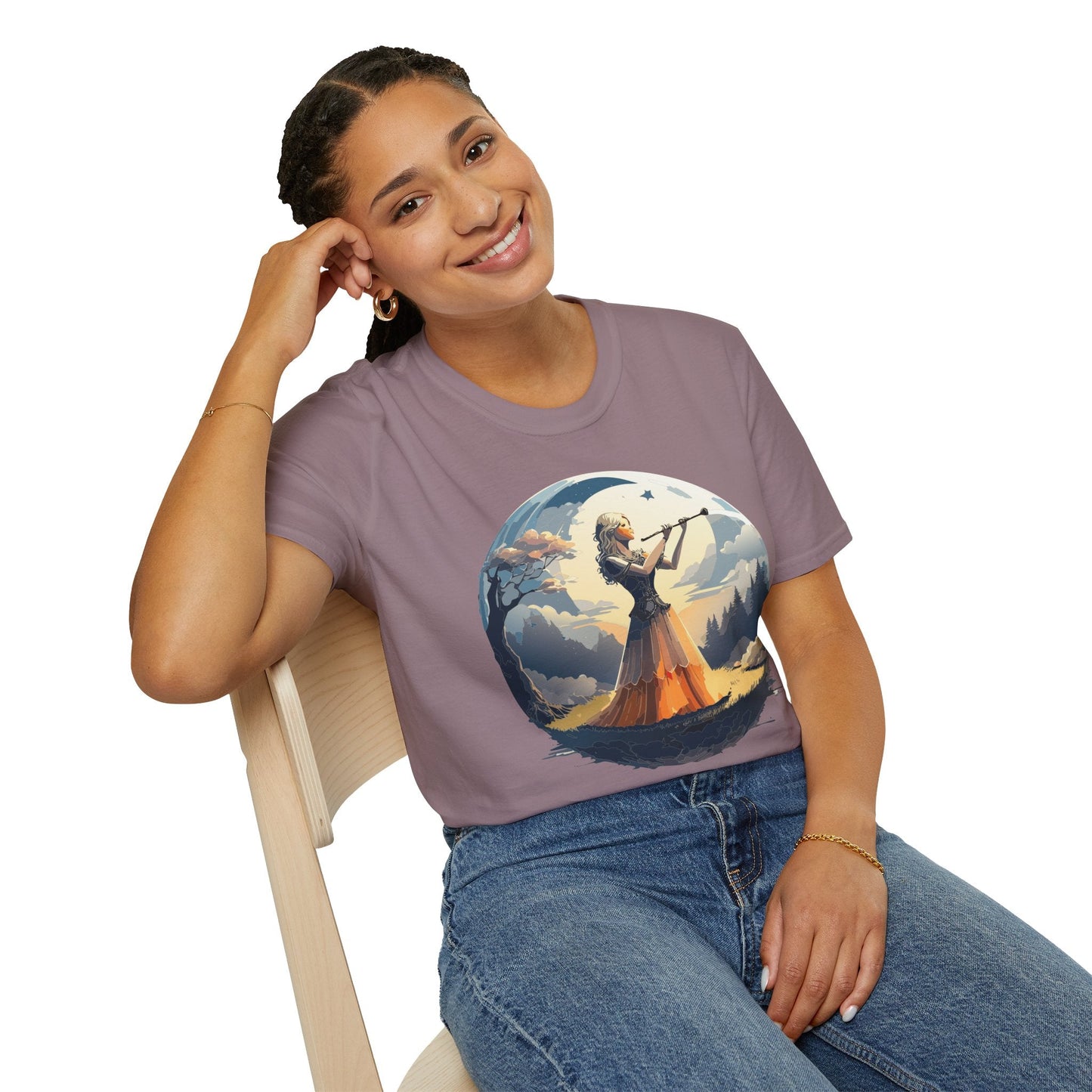 Unisex Softstyle Graphic T Shirt 100 Percent Ring Spun Cotton Art Design Tee For Women