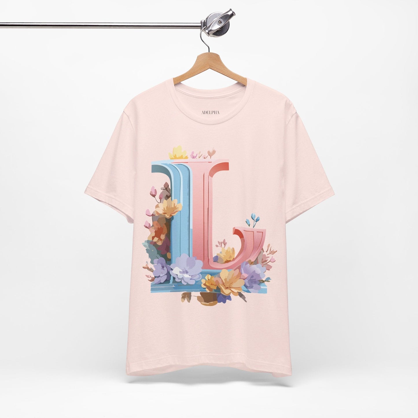 Letter L Shirt Graphic Tee Unisex Short Sleeve Vintage Inspired Artwork Adelpha Premium