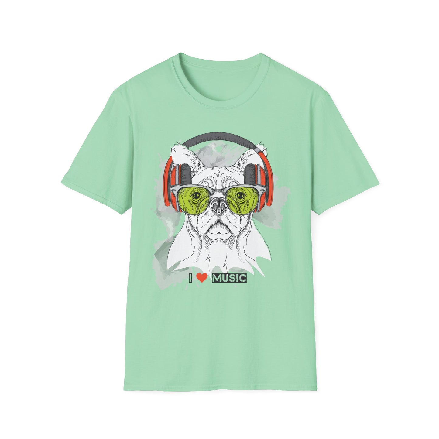 Music Lover French Bulldog T-Shirt Unisex Cotton Short Sleeves I Music Graphic Tee