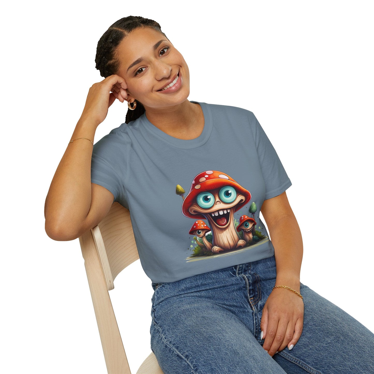 Funny Mashroom Graphic Unisex Softstyle Cotton With Cartoon Illustration Design 18