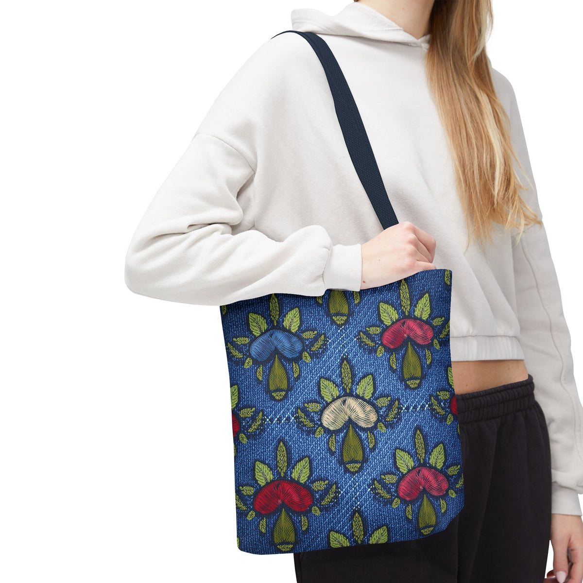 Denim Fabric Imitation Print Unisex Canvas Bag Poly Spun 3 Sizes Tote Bag 159-10