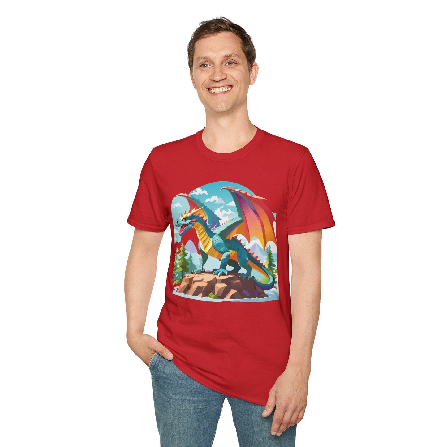 Dragon Graphic Unisex Cotton Softstyle Art Design Tee With Animals 23