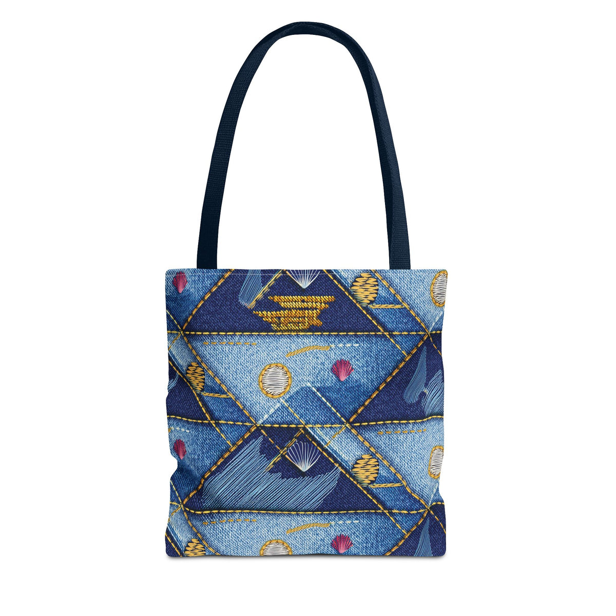 Denim Fabric Imitation Print Unisex Canvas Bag Poly Spun 3 Sizes Tote Bag 182-23