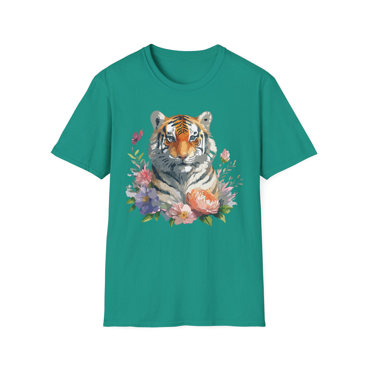Watercolor Tiger Floral T-Shirt | Tiger Portrait Tee